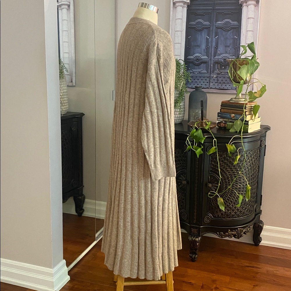 H&M wool blend light brown long dress ladies size M - Picture 3 of 6